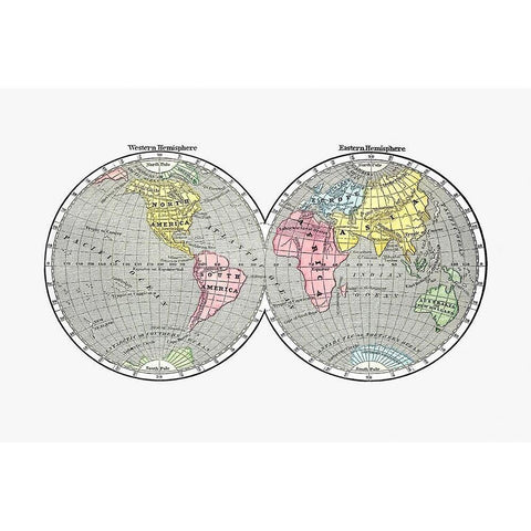 World map from A System of Geography-for the use of Schools 1860 Black Modern Wood Framed Art Print with Double Matting by Morse, Sidney Edwards