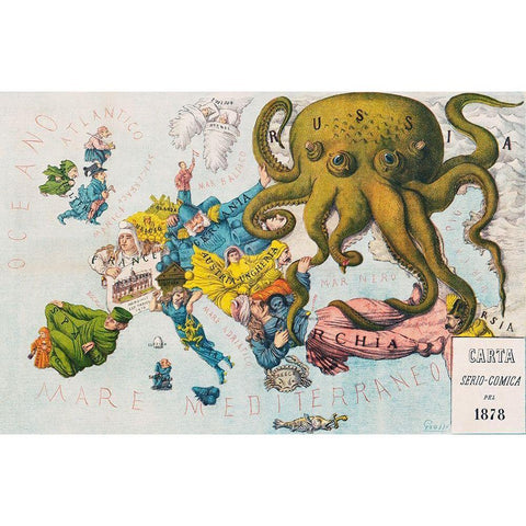 Papagallo no15 the Russian Octopus Year VI Black Modern Wood Framed Art Print with Double Matting by Grossi, Augusto