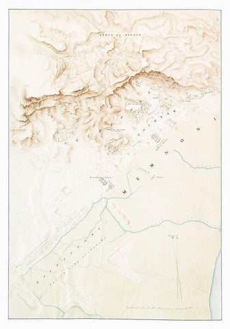 Topographic map of the ruins of Thebes White Modern Wood Framed Art Print with Double Matting by d Avennes, Emile Prisse