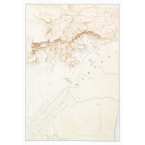 Topographic map of the ruins of Thebes White Modern Wood Framed Art Print by d Avennes, Emile Prisse