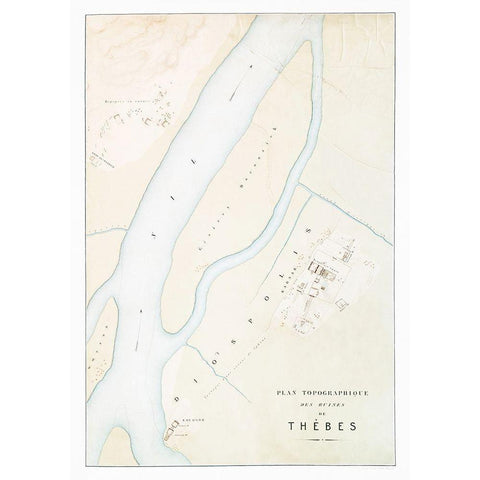 Topographic map of the ruins of Thebes White Modern Wood Framed Art Print by d Avennes, Emile Prisse