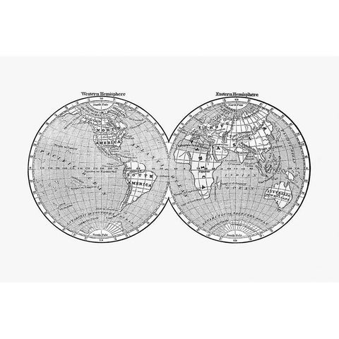 World map from A System of Geography-for the use of Schools 1860 Gold Ornate Wood Framed Art Print with Double Matting by Morse, Sidney Edwards