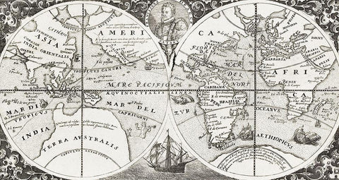 Grand voyages-Part VIII title page from Grand voyages 1596 White Modern Wood Framed Art Print with Double Matting by Bry, de Theodor