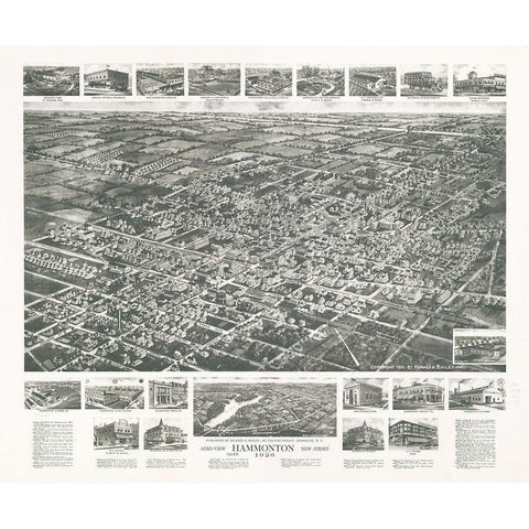 Hammonton-New Jersey 1926 Gold Ornate Wood Framed Art Print with Double Matting by Vintage Places