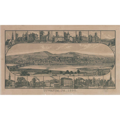 Towanda-Pennsylvania 1880 White Modern Wood Framed Art Print by Vintage Places