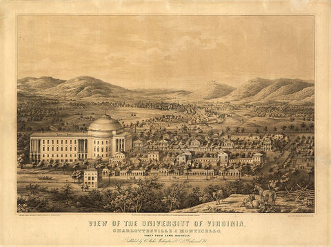 University of Virginia 1856 White Modern Wood Framed Art Print with Double Matting by Vintage Places