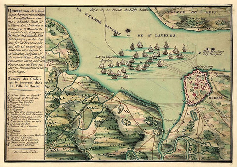 Siege of Quebec City 1670 White Modern Wood Framed Art Print with Double Matting by Vintage Places