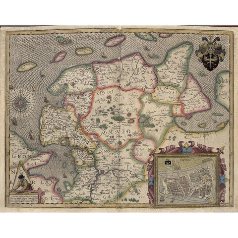 Emden White Modern Wood Framed Art Print by Vintage Maps