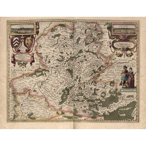 Maps of Hainot Belgium Gold Ornate Wood Framed Art Print with Double Matting by Vintage Maps