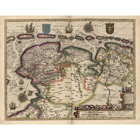 Map of the Area East of the Zuiderzee in the Netherlands White Modern Wood Framed Art Print by Vintage Maps