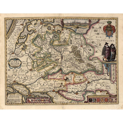 The area around Utrecht White Modern Wood Framed Art Print by Vintage Maps