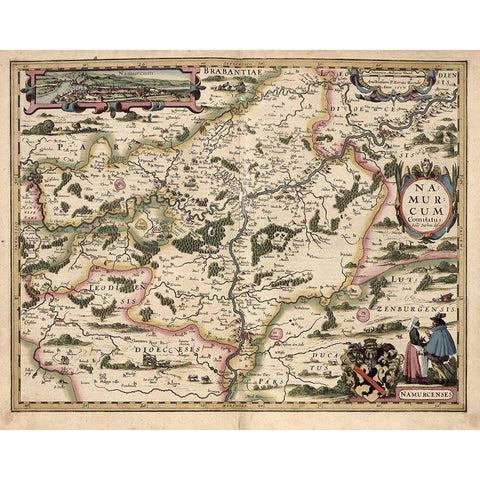 Map of Belgium and Namur White Modern Wood Framed Art Print by Vintage Maps