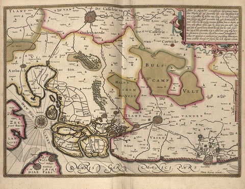 Netherlands Map Zeeland Black Ornate Wood Framed Art Print with Double Matting by Vintage Maps