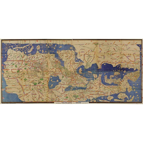 Arabic Map of the Mediterranean Black Modern Wood Framed Art Print with Double Matting by Vintage Maps