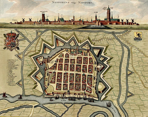 Vauban Defenses on the Narva Estonia 1700 White Modern Wood Framed Art Print with Double Matting by Vintage Maps