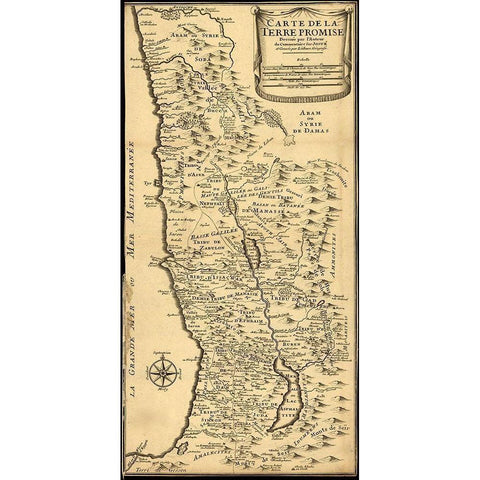 Map of the Promised Land Gold Ornate Wood Framed Art Print with Double Matting by Vintage Maps