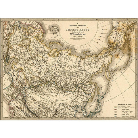 Imperial Russia 1876 Black Modern Wood Framed Art Print with Double Matting by Vintage Maps