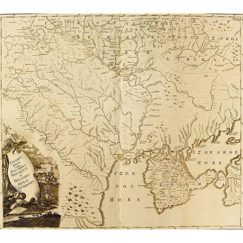Russian Tartary 1745 Gold Ornate Wood Framed Art Print with Double Matting by Vintage Maps