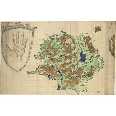 Ulster Ireland 1885 Black Modern Wood Framed Art Print with Double Matting by Vintage Maps