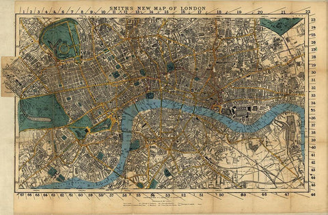 London England 1860 Black Ornate Wood Framed Art Print with Double Matting by Vintage Maps