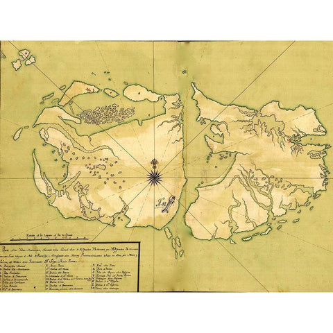 Falkland Islands Malvinas 1700 South America Black Modern Wood Framed Art Print with Double Matting by Vintage Maps
