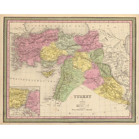 Turkey in Asia 1849 Black Modern Wood Framed Art Print with Double Matting by Vintage Maps