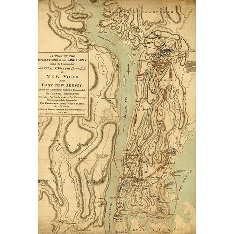 Conflict in New Jersey 1776 Gold Ornate Wood Framed Art Print with Double Matting by Vintage Maps