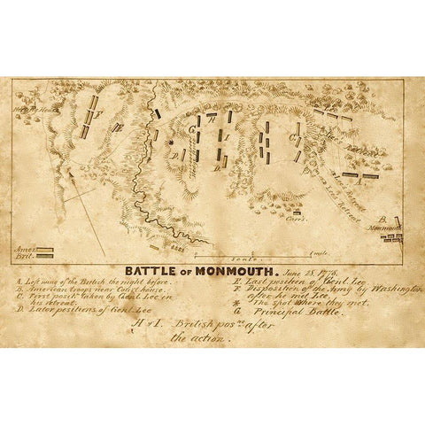 Battle of Monmouth New Jersey 1778 White Modern Wood Framed Art Print by Vintage Maps