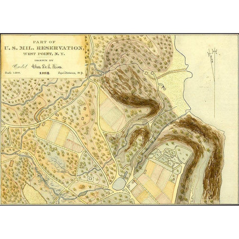 US Military Reservation West Point 1889 Black Modern Wood Framed Art Print with Double Matting by Vintage Maps