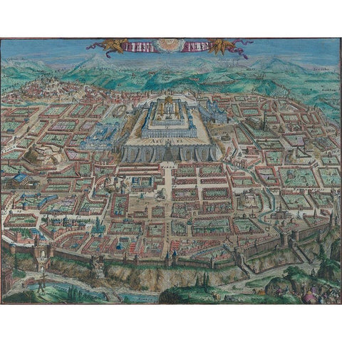 Antique Map of Jerusalem White Modern Wood Framed Art Print by Vintage Maps