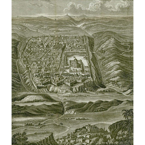 Plan of Jerusalem Black Modern Wood Framed Art Print by Vintage Maps