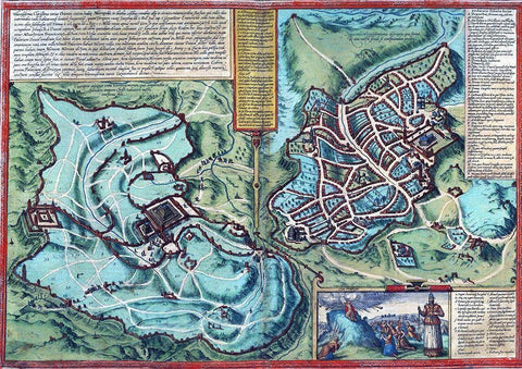 Antique Map of Jerusalem White Modern Wood Framed Art Print with Double Matting by Vintage Maps