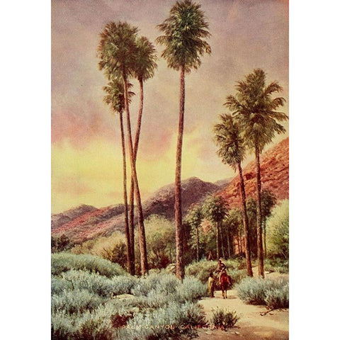 Palm Canyon-California from On Sunset Highways 1921 Black Modern Wood Framed Art Print by Bagg, Henry