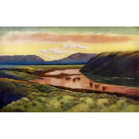 Eastwood from camp from Rod Gun and Perch 1914 Gold Ornate Wood Framed Art Print with Double Matting by Blomfield, James