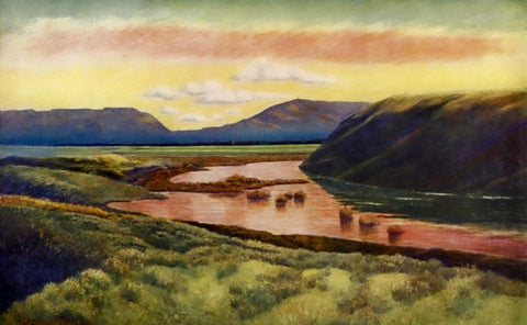 Eastwood from camp from Rod Gun and Perch 1914 White Modern Wood Framed Art Print with Double Matting by Blomfield, James