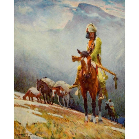 Breed Trapper from Scribners 56 1904 Gold Ornate Wood Framed Art Print with Double Matting by Dunton, William