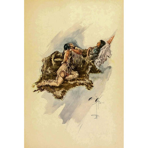 Indian Woman from The Song of Hiawatha 1906 Black Modern Wood Framed Art Print by Fisher, Harrison