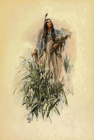 The Lonely Maiden from The Song of Hiawatha 1906 White Modern Wood Framed Art Print with Double Matting by Fisher, Harrison
