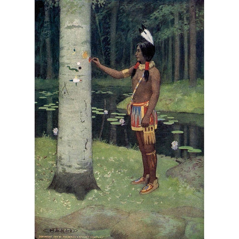 Each figure had a meaning from Story of Hiawatha 1910 Black Modern Wood Framed Art Print by Kirk, Maria
