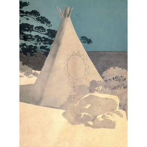 Tee-pee from Story of Hiawatha 1910 Black Modern Wood Framed Art Print by Kirk, Maria