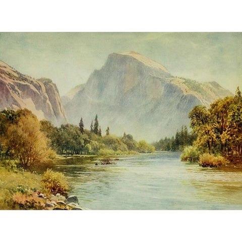 The Half Dome-Yosemite-California 1914 Black Modern Wood Framed Art Print with Double Matting by Palmer, Sutton