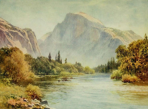 The Half Dome-Yosemite-California 1914 White Modern Wood Framed Art Print with Double Matting by Palmer, Sutton