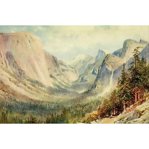 Valley of the Yosemite-California 1914 Gold Ornate Wood Framed Art Print with Double Matting by Palmer, Sutton