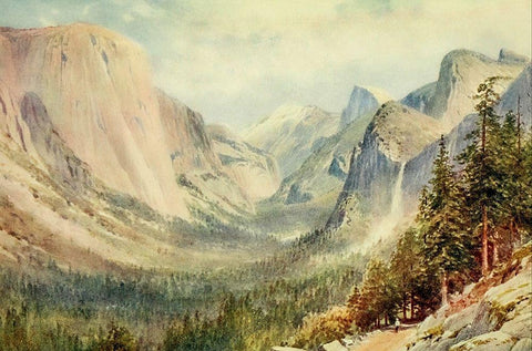 Valley of the Yosemite-California 1914 White Modern Wood Framed Art Print with Double Matting by Palmer, Sutton