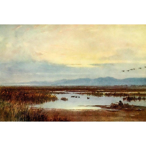 Waiting for duck-Los Banos-California 1914 Black Modern Wood Framed Art Print by Palmer, Sutton