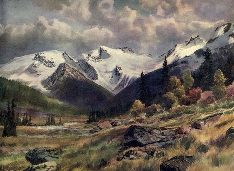 Rogers Pass-Selkirks Black Ornate Wood Framed Art Print with Double Matting by Canadian Pacific Railway