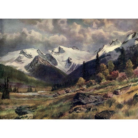 Rogers Pass-Selkirks Gold Ornate Wood Framed Art Print with Double Matting by Canadian Pacific Railway