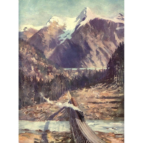 The Selkirks Gold Ornate Wood Framed Art Print with Double Matting by Canadian Pacific Railway