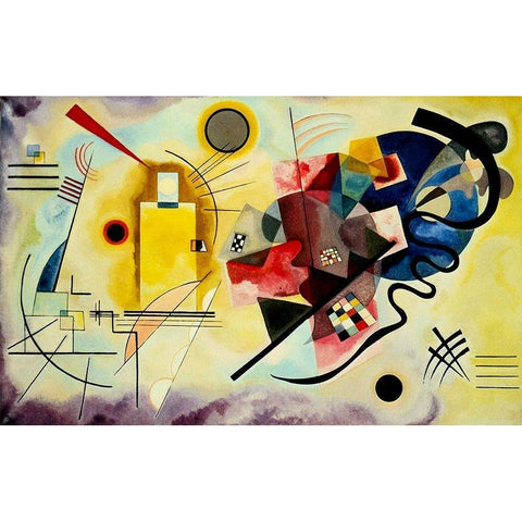 Yellow Red Blue 1925 White Modern Wood Framed Art Print by Kandinsky, Wassily