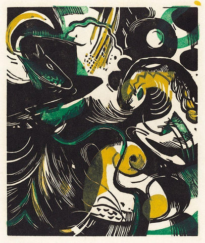 Genesis II  White Modern Wood Framed Art Print with Double Matting by Marc, Franz